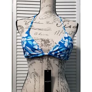 Vaya Island Bikini Top Women's Size Small Blue Floral Print Strappy‎ Adjustable